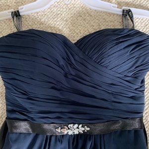 Strapless Long Navy Bridesmaids Dress. Size 4